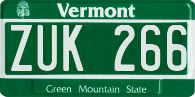 VT license plate ZUK266