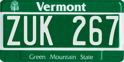 VT license plate ZUK267