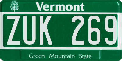 VT license plate ZUK269