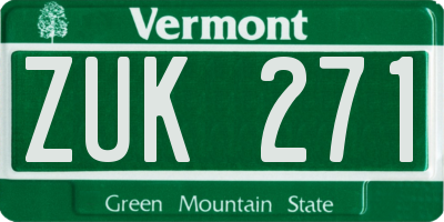 VT license plate ZUK271