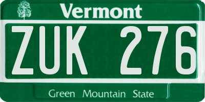 VT license plate ZUK276