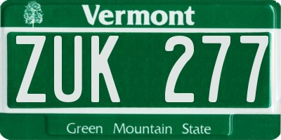 VT license plate ZUK277