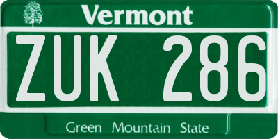 VT license plate ZUK286