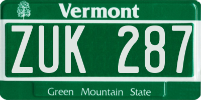 VT license plate ZUK287