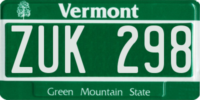 VT license plate ZUK298