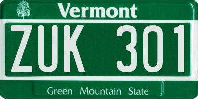 VT license plate ZUK301