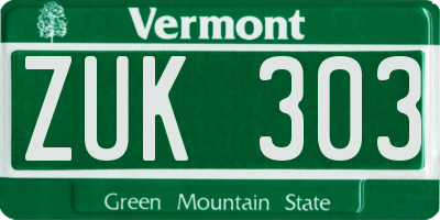VT license plate ZUK303