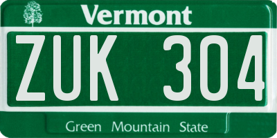 VT license plate ZUK304
