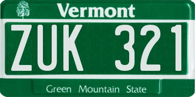 VT license plate ZUK321