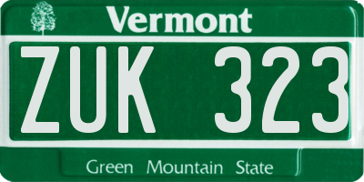VT license plate ZUK323