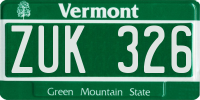 VT license plate ZUK326