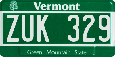 VT license plate ZUK329