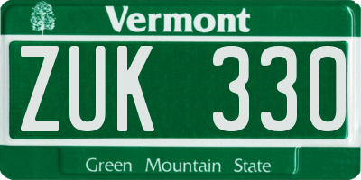 VT license plate ZUK330
