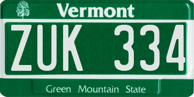VT license plate ZUK334