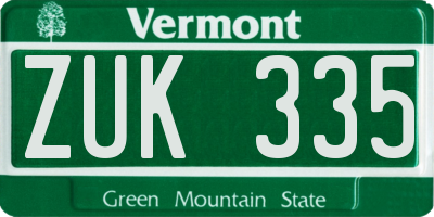 VT license plate ZUK335
