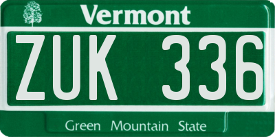 VT license plate ZUK336