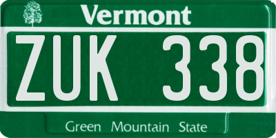 VT license plate ZUK338