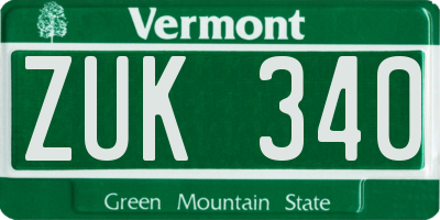 VT license plate ZUK340