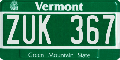 VT license plate ZUK367