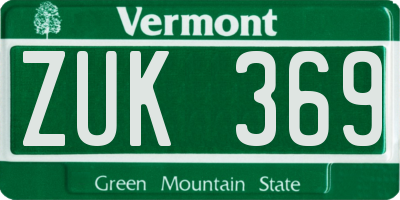 VT license plate ZUK369