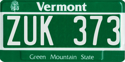 VT license plate ZUK373