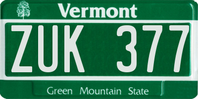VT license plate ZUK377