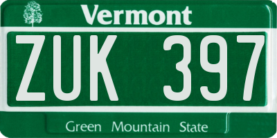VT license plate ZUK397