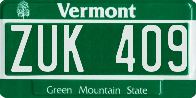VT license plate ZUK409