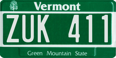 VT license plate ZUK411