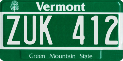 VT license plate ZUK412