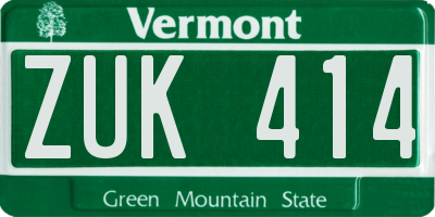VT license plate ZUK414