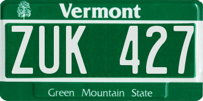VT license plate ZUK427