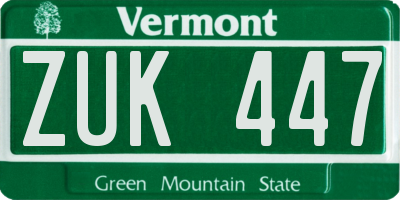 VT license plate ZUK447