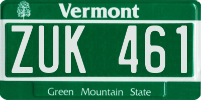 VT license plate ZUK461