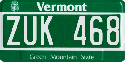 VT license plate ZUK468