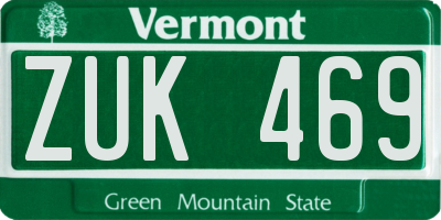 VT license plate ZUK469