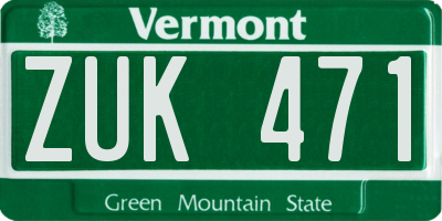 VT license plate ZUK471