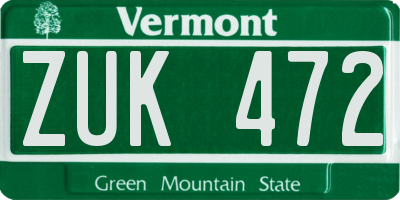 VT license plate ZUK472