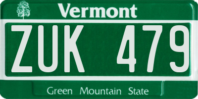 VT license plate ZUK479