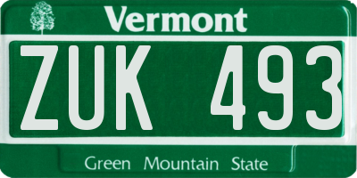 VT license plate ZUK493