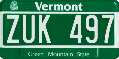 VT license plate ZUK497