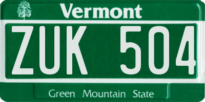 VT license plate ZUK504