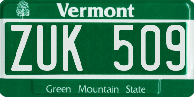 VT license plate ZUK509