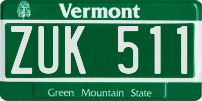 VT license plate ZUK511