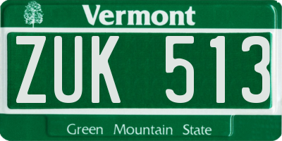 VT license plate ZUK513