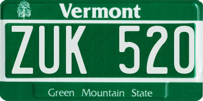 VT license plate ZUK520