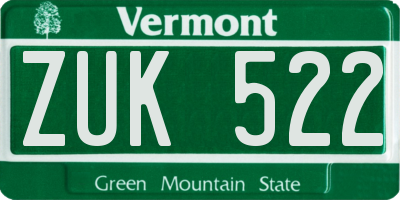 VT license plate ZUK522