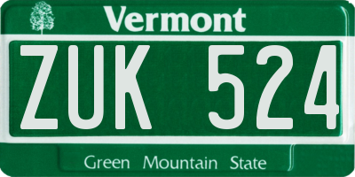 VT license plate ZUK524