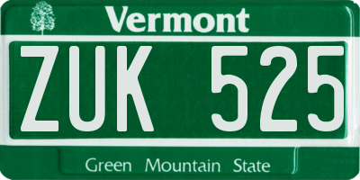 VT license plate ZUK525