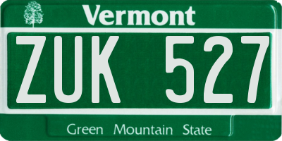 VT license plate ZUK527